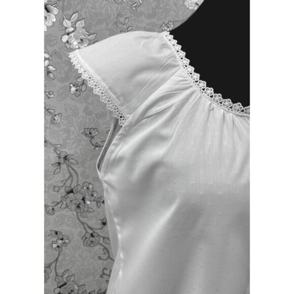 SoieRose 100% Cotton Victorian Nightgown – White with Subtle Blue Dots -SR-1203 - Picture 4 of 10